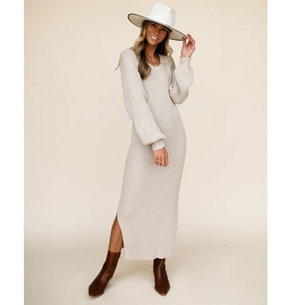 Ruby Ribbed Knit Sweater Dress, New Without Tags